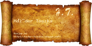Héder Toszka névjegykártya